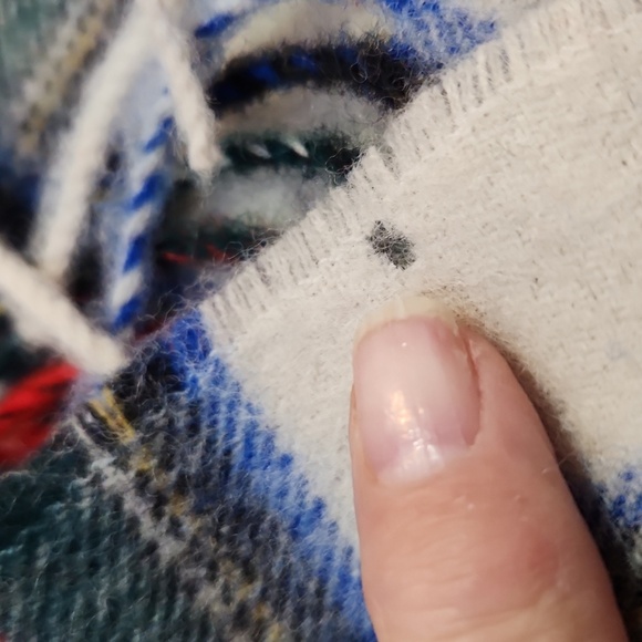 Lambswool 100% wool red white blue green plaid scarf made in west germany - Picture 7 of 8